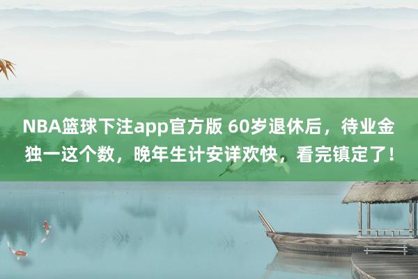 NBA篮球下注app官方版 60岁退休后，待业金独一这个数，晚年生计安详欢快，看完镇定了！