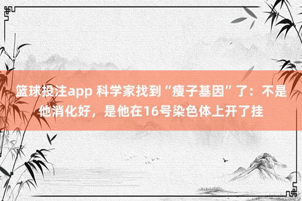 篮球投注app 科学家找到“瘦子基因”了：不是他消化好，是他在16号染色体上开了挂