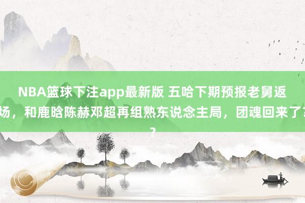 NBA篮球下注app最新版 五哈下期预报老舅返场，和鹿晗陈赫邓超再组熟东说念主局，团魂回来了？
