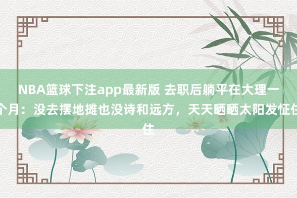 NBA篮球下注app最新版 去职后躺平在大理一个月：没去摆地摊也没诗和远方，天天晒晒太阳发怔住