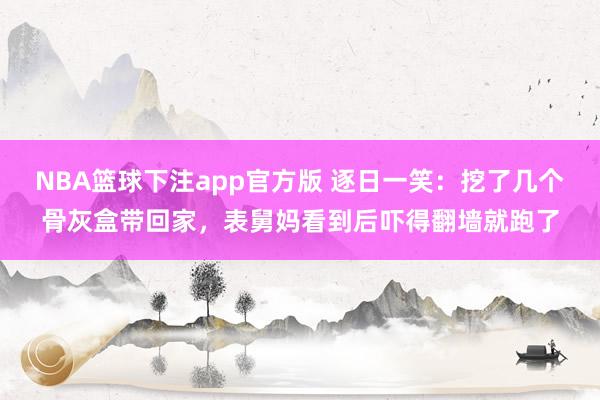 NBA篮球下注app官方版 逐日一笑：挖了几个骨灰盒带回家，表舅妈看到后吓得翻墙就跑了