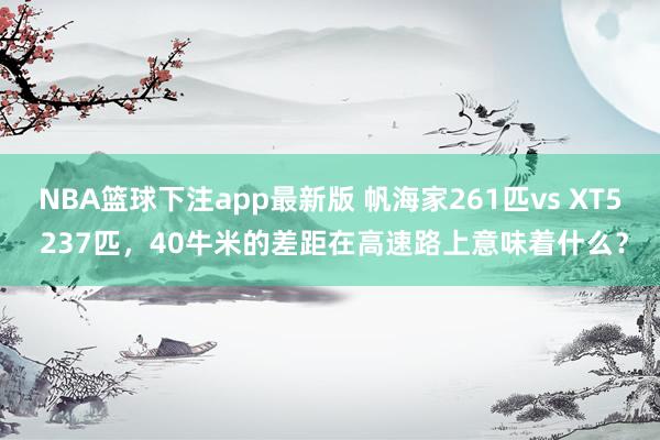NBA篮球下注app最新版 帆海家261匹vs XT5 237匹，40牛米的差距在高速路上意味着什么？