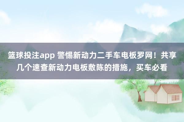 篮球投注app 警惕新动力二手车电板罗网！共享几个速查新动力电板敷陈的措施，买车必看