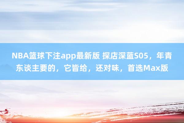 NBA篮球下注app最新版 探店深蓝S05，年青东谈主要的，它皆给，还对味，首选Max版