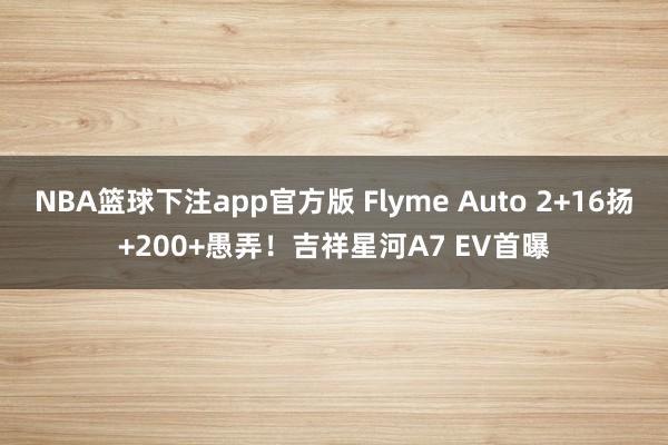NBA篮球下注app官方版 Flyme Auto 2+16扬+200+愚弄！吉祥星河A7 EV首曝
