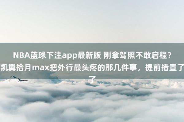 NBA篮球下注app最新版 刚拿驾照不敢启程？凯翼拾月max把外行最头疼的那几件事，提前措置了