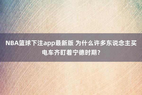 NBA篮球下注app最新版 为什么许多东说念主买电车齐盯着宁德时期？