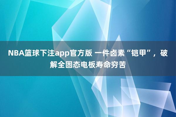 NBA篮球下注app官方版 一件卤素“铠甲”，破解全固态电板寿命穷苦