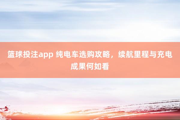 篮球投注app 纯电车选购攻略，续航里程与充电成果何如看