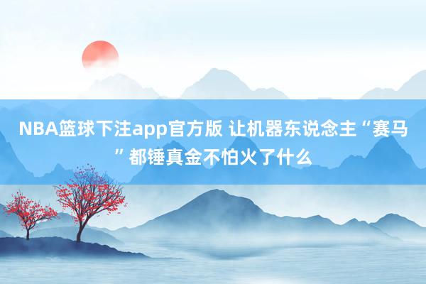 NBA篮球下注app官方版 让机器东说念主“赛马”都锤真金不怕火了什么