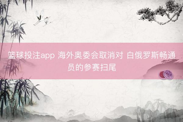 篮球投注app 海外奥委会取消对 白俄罗斯畅通员的参赛扫尾